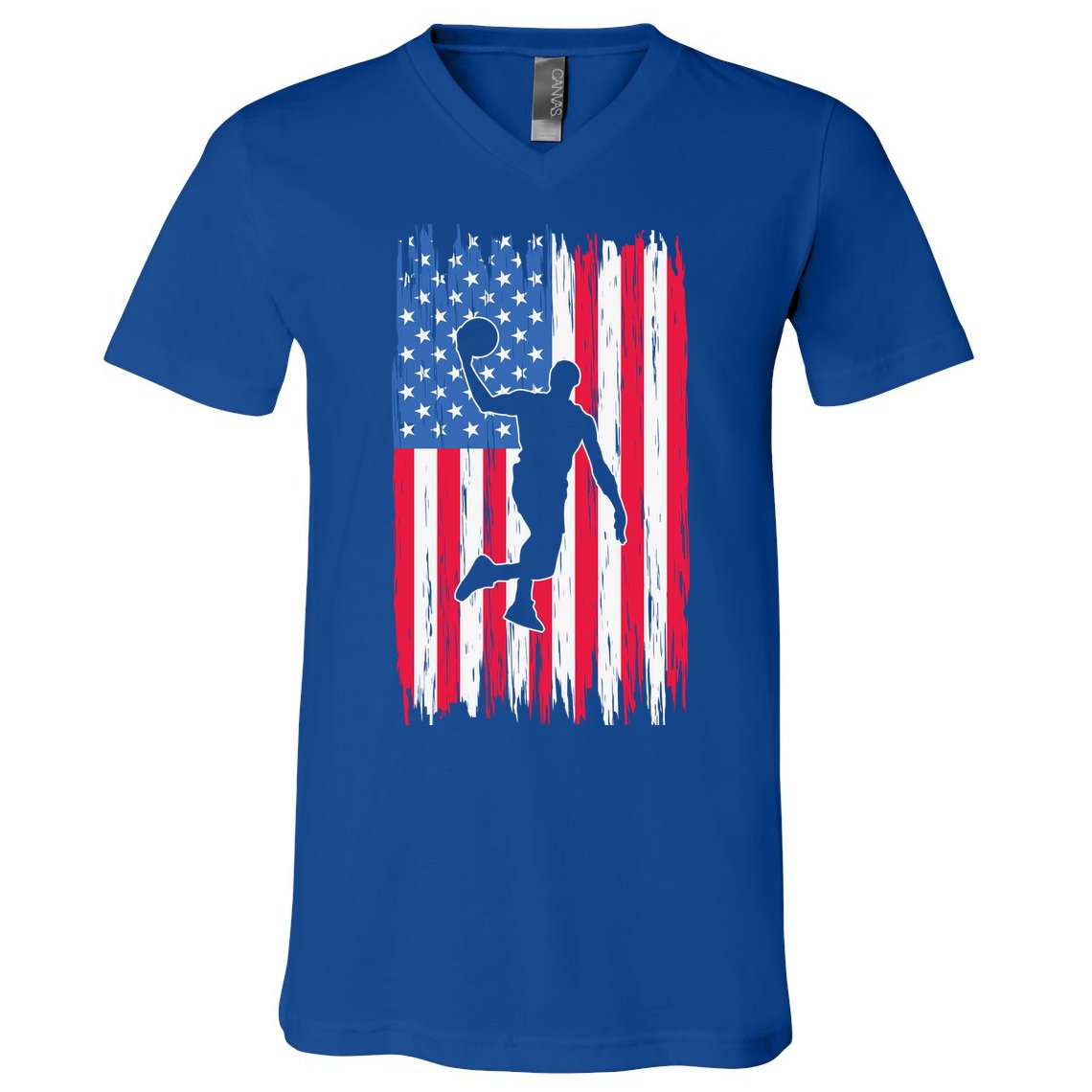 Basketball USA American Flag Bball Coach Team Player V-Neck T-Shirt
