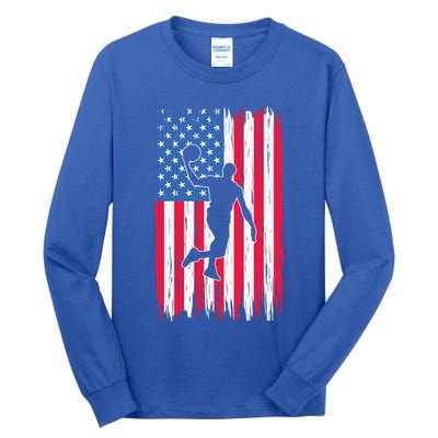 Basketball USA American Flag Bball Coach Team Player Tall Long Sleeve T-Shirt