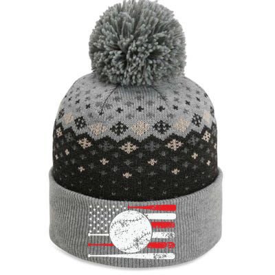 Baseball Usa American Flag Vintage Retro Baseball Gift The Baniff Cuffed Pom Beanie