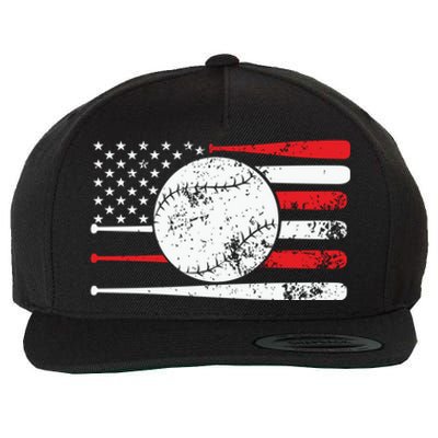 Baseball Usa American Flag Vintage Retro Baseball Gift Wool Snapback Cap