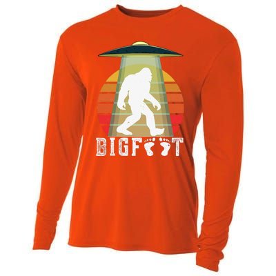 Bigfoot UFO Abduction Funny Sasquatch Halloween Design Idea Cooling Performance Long Sleeve Crew