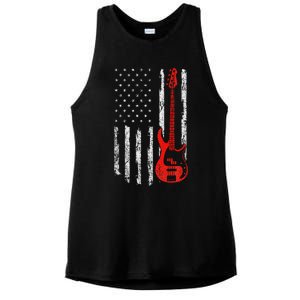 Bassist Usa American Flag Bass Guitar Player Musician Ladies PosiCharge Tri-Blend Wicking Tank