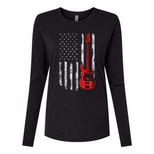 Bassist Usa American Flag Bass Guitar Player Musician Womens Cotton Relaxed Long Sleeve T-Shirt