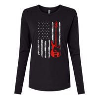 Bassist Usa American Flag Bass Guitar Player Musician Womens Cotton Relaxed Long Sleeve T-Shirt