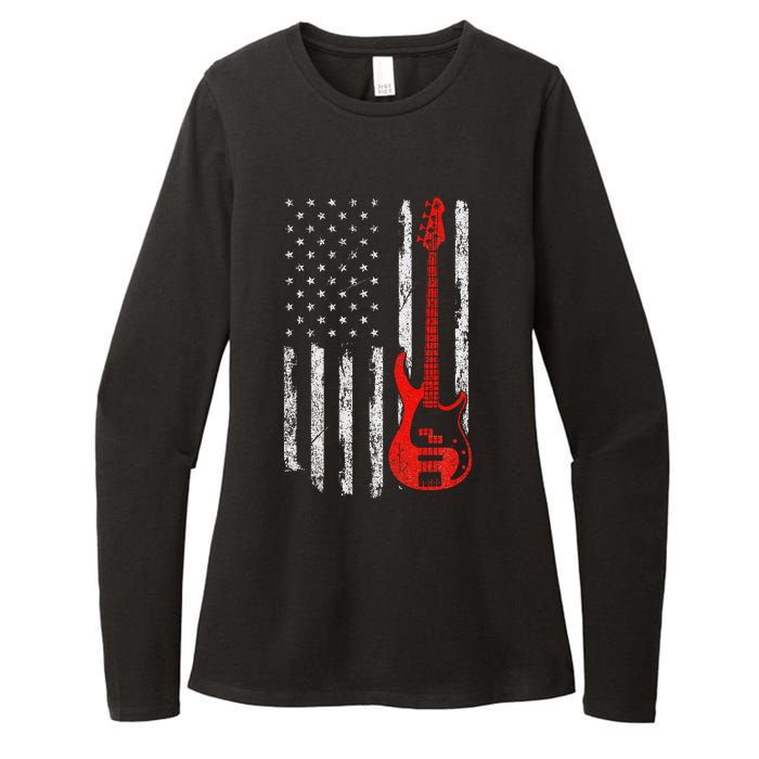 Bassist Usa American Flag Bass Guitar Player Musician Womens CVC Long Sleeve Shirt