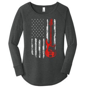 Bassist Usa American Flag Bass Guitar Player Musician Women's Perfect Tri Tunic Long Sleeve Shirt