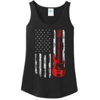 Bassist Usa American Flag Bass Guitar Player Musician Ladies Essential Tank