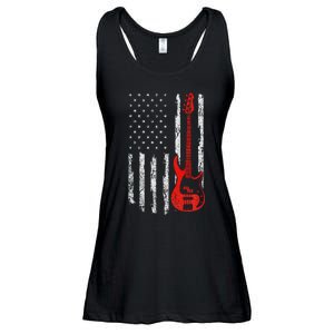 Bassist Usa American Flag Bass Guitar Player Musician Ladies Essential Flowy Tank