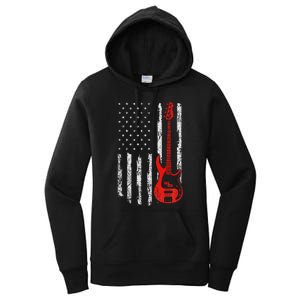 Bassist Usa American Flag Bass Guitar Player Musician Women's Pullover Hoodie