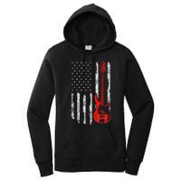 Bassist Usa American Flag Bass Guitar Player Musician Women's Pullover Hoodie