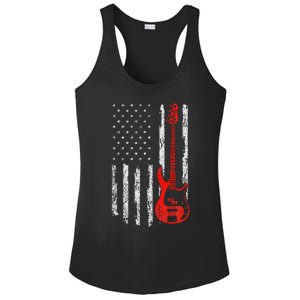 Bassist Usa American Flag Bass Guitar Player Musician Ladies PosiCharge Competitor Racerback Tank