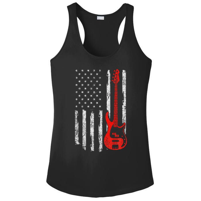 Bassist Usa American Flag Bass Guitar Player Musician Ladies PosiCharge Competitor Racerback Tank