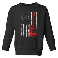 Bassist Usa American Flag Bass Guitar Player Musician Toddler Sweatshirt