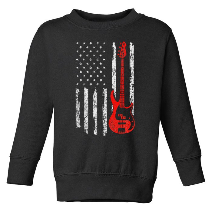 Bassist Usa American Flag Bass Guitar Player Musician Toddler Sweatshirt