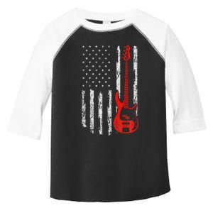 Bassist Usa American Flag Bass Guitar Player Musician Toddler Fine Jersey T-Shirt