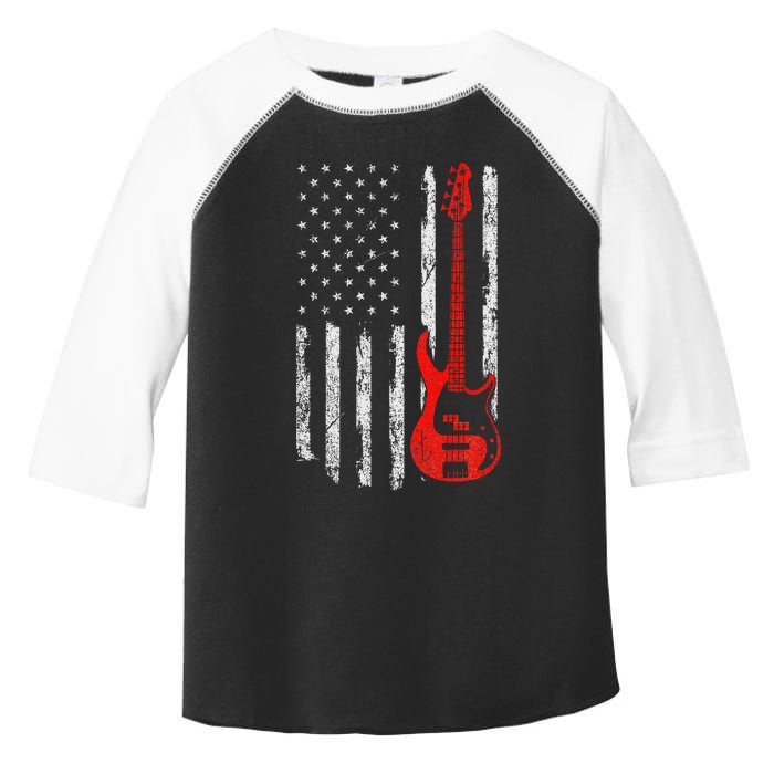 Bassist Usa American Flag Bass Guitar Player Musician Toddler Fine Jersey T-Shirt