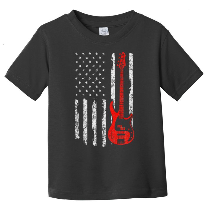 Bassist Usa American Flag Bass Guitar Player Musician Toddler T-Shirt