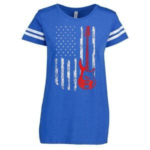 Bassist Usa American Flag Bass Guitar Player Musician Enza Ladies Jersey Football T-Shirt