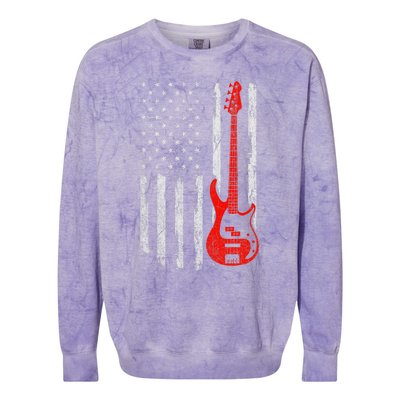 Bassist Usa American Flag Bass Guitar Player Musician Colorblast Crewneck Sweatshirt