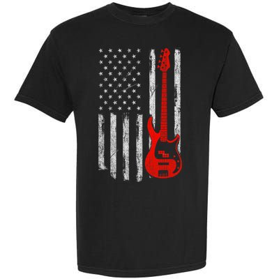 Bassist Usa American Flag Bass Guitar Player Musician Garment-Dyed Heavyweight T-Shirt