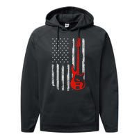 Bassist Usa American Flag Bass Guitar Player Musician Performance Fleece Hoodie