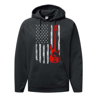 Bassist Usa American Flag Bass Guitar Player Musician Performance Fleece Hoodie