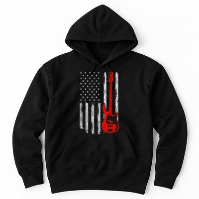 Bassist Usa American Flag Bass Guitar Player Musician Hoodie