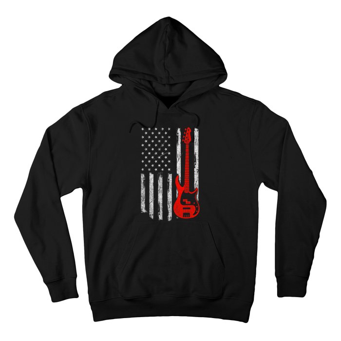 Bassist Usa American Flag Bass Guitar Player Musician Hoodie