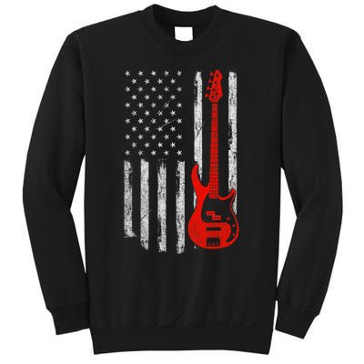 Bassist Usa American Flag Bass Guitar Player Musician Sweatshirt