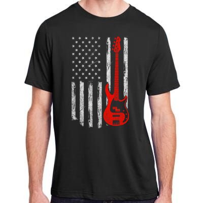 Bassist Usa American Flag Bass Guitar Player Musician Adult ChromaSoft Performance T-Shirt