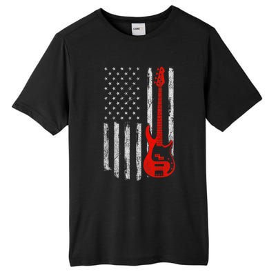 Bassist Usa American Flag Bass Guitar Player Musician Tall Fusion ChromaSoft Performance T-Shirt