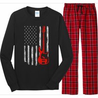 Bassist Usa American Flag Bass Guitar Player Musician Long Sleeve Pajama Set