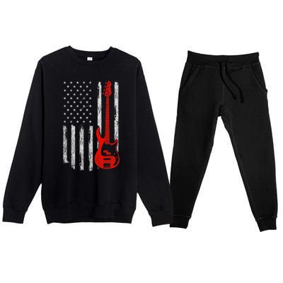 Bassist Usa American Flag Bass Guitar Player Musician Premium Crewneck Sweatsuit Set