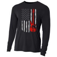 Bassist Usa American Flag Bass Guitar Player Musician Cooling Performance Long Sleeve Crew