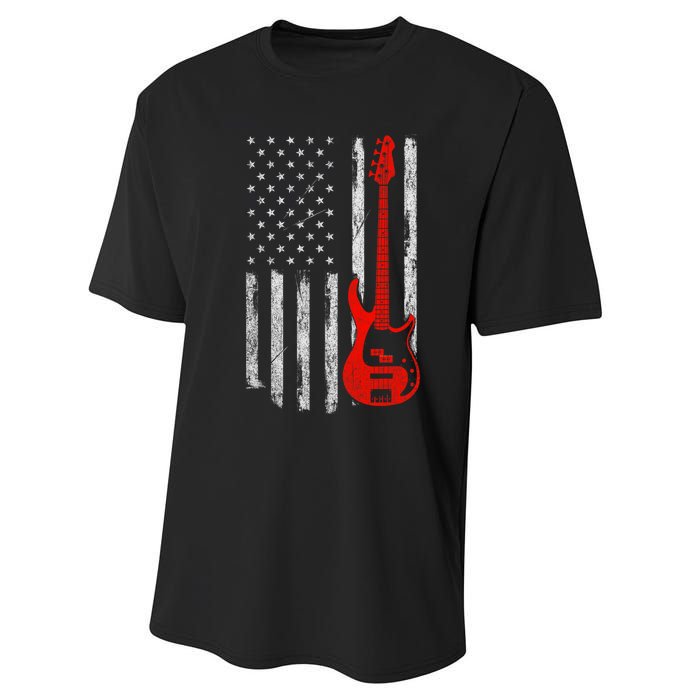 Bassist Usa American Flag Bass Guitar Player Musician Performance Sprint T-Shirt