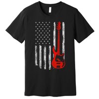 Bassist Usa American Flag Bass Guitar Player Musician Premium T-Shirt