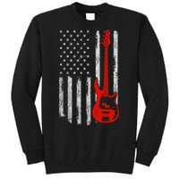 Bassist Usa American Flag Bass Guitar Player Musician Tall Sweatshirt