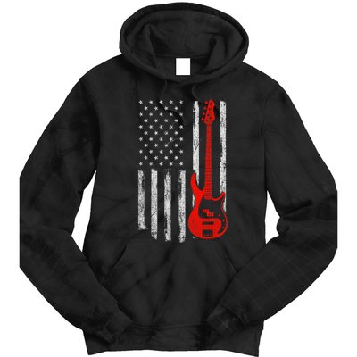 Bassist Usa American Flag Bass Guitar Player Musician Tie Dye Hoodie