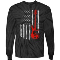 Bassist Usa American Flag Bass Guitar Player Musician Tie-Dye Long Sleeve Shirt