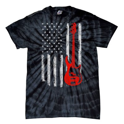 Bassist Usa American Flag Bass Guitar Player Musician Tie-Dye T-Shirt