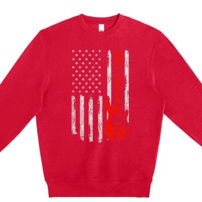 Bassist Usa American Flag Bass Guitar Player Musician Premium Crewneck Sweatshirt