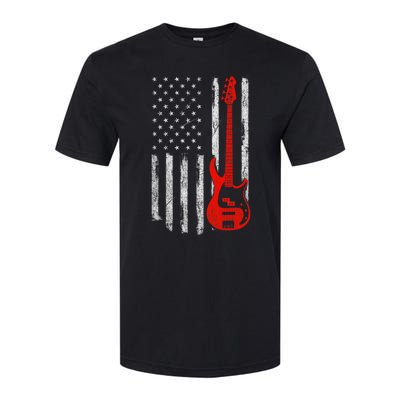 Bassist Usa American Flag Bass Guitar Player Musician Softstyle CVC T-Shirt