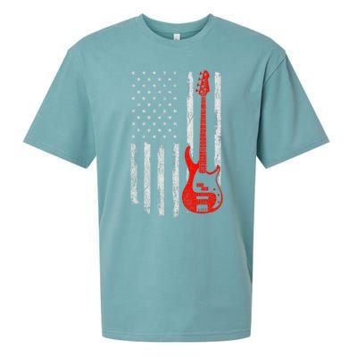 Bassist Usa American Flag Bass Guitar Player Musician Sueded Cloud Jersey T-Shirt