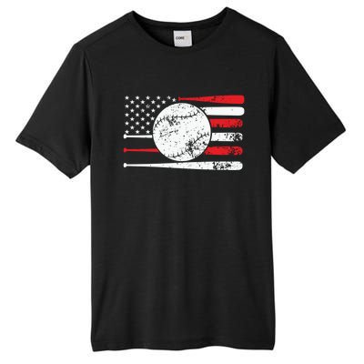 Baseball USA American Flag Vintage Retro Baseball Tall Fusion ChromaSoft Performance T-Shirt