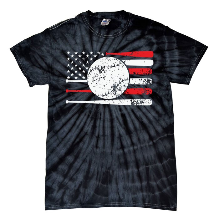 Baseball USA American Flag Vintage Retro Baseball Tie-Dye T-Shirt