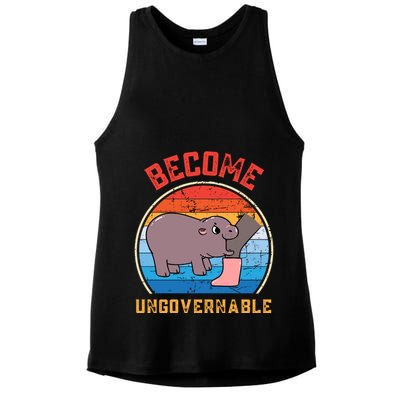 Become Ungovernable Angry Moo Deng Baby Hippo Ladies PosiCharge Tri-Blend Wicking Tank