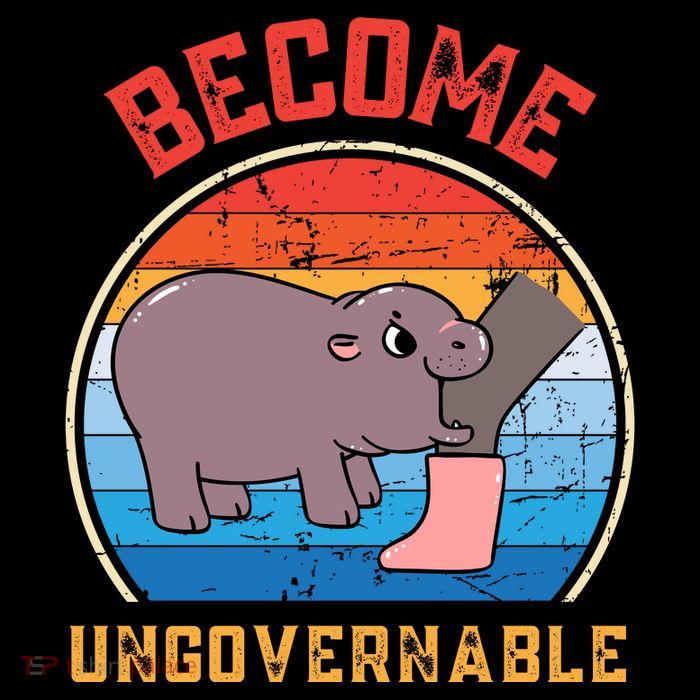 Become Ungovernable Angry Moo Deng Baby Hippo Flexfit Unipanel Trucker Cap