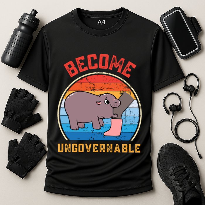 Become Ungovernable Angry Moo Deng Baby Hippo Performance Shirt