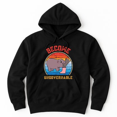 Become Ungovernable Angry Moo Deng Baby Hippo Hoodie