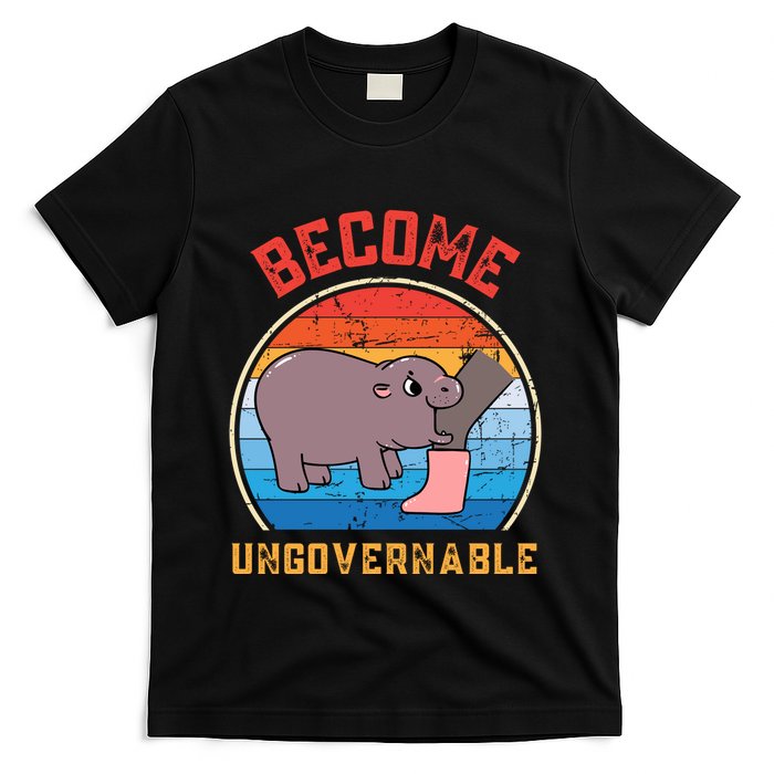 Become Ungovernable Angry Moo Deng Baby Hippo T-Shirt